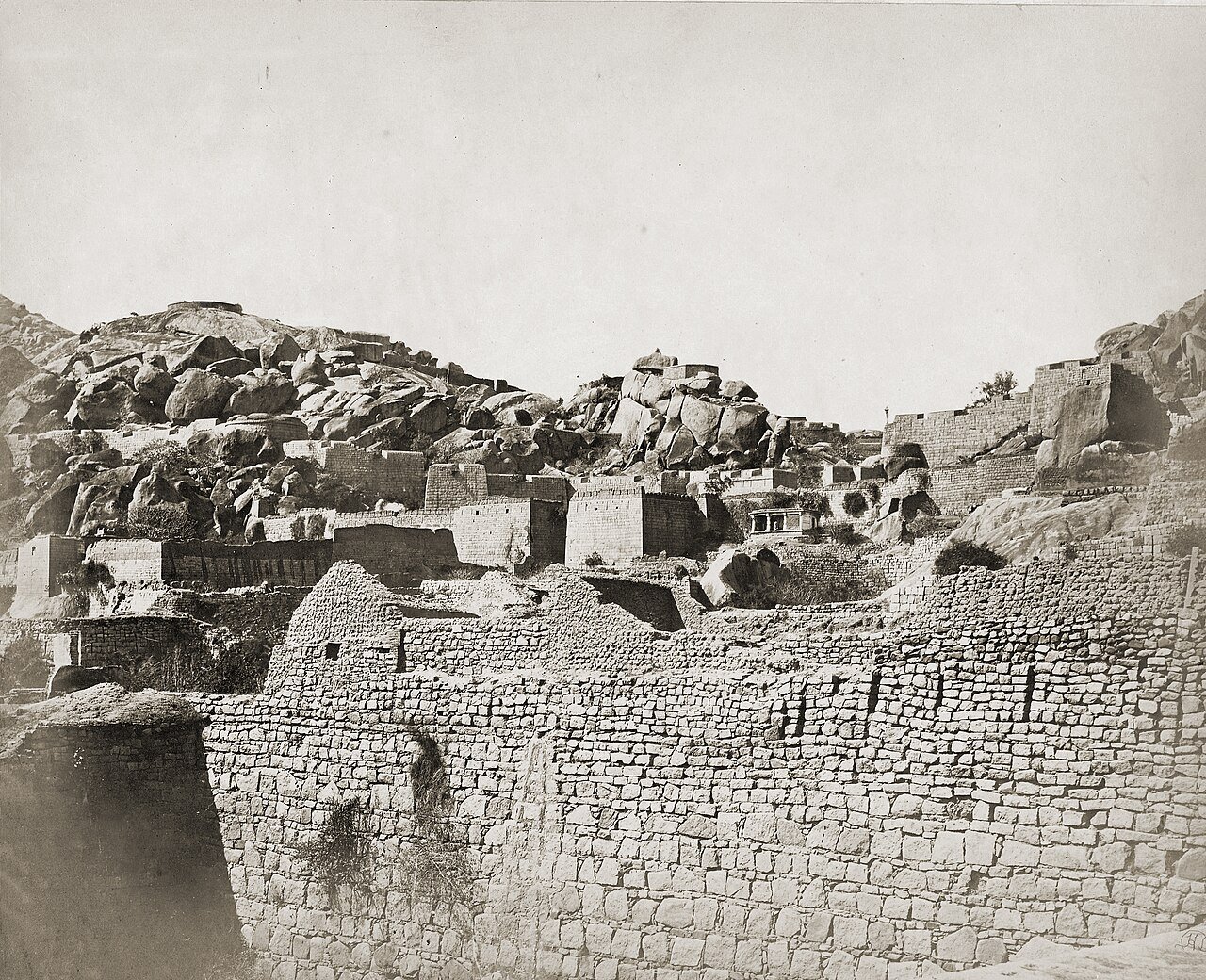 Stone ramparts and bastions of Chitradurga Fort